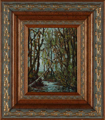 Боскин Михаил Васильевич.  Лесной пейзаж с речкой